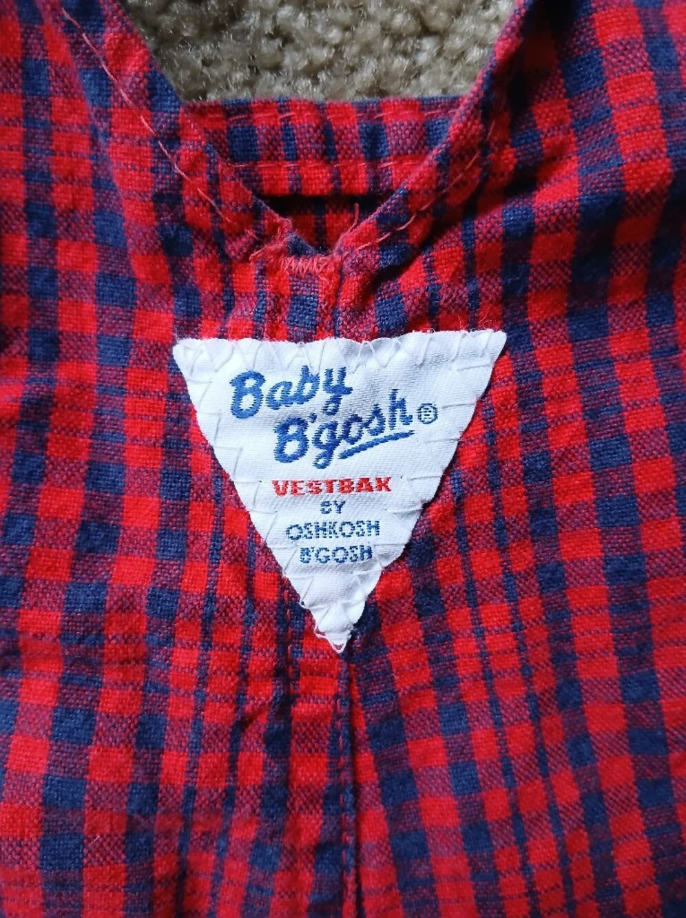 Vintage OshKosh Red Plaid Cotton Overalls Baby Bgosh